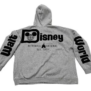 Walt Disney World Castle Mickey Zip Up Hoodie-Grey Sz S|Spellout logo stitched